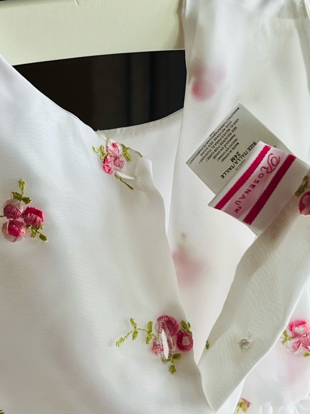 White & Pink Floral Girls' Casual Dress with Pink Sash - Picture 3 of 3